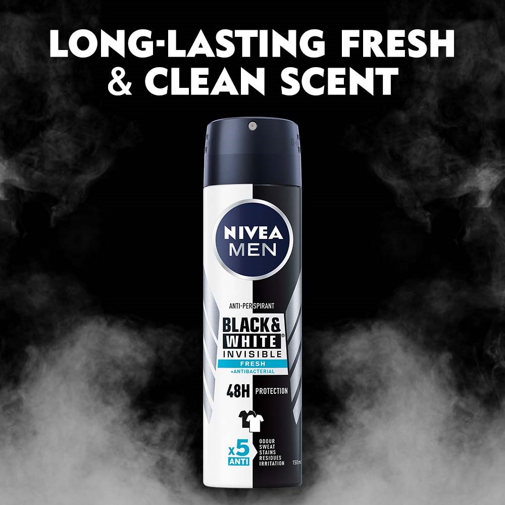 NIVEA MEN Antiperspirant Deo Black & White Fresh Spray 150 ml (obrázok 4)