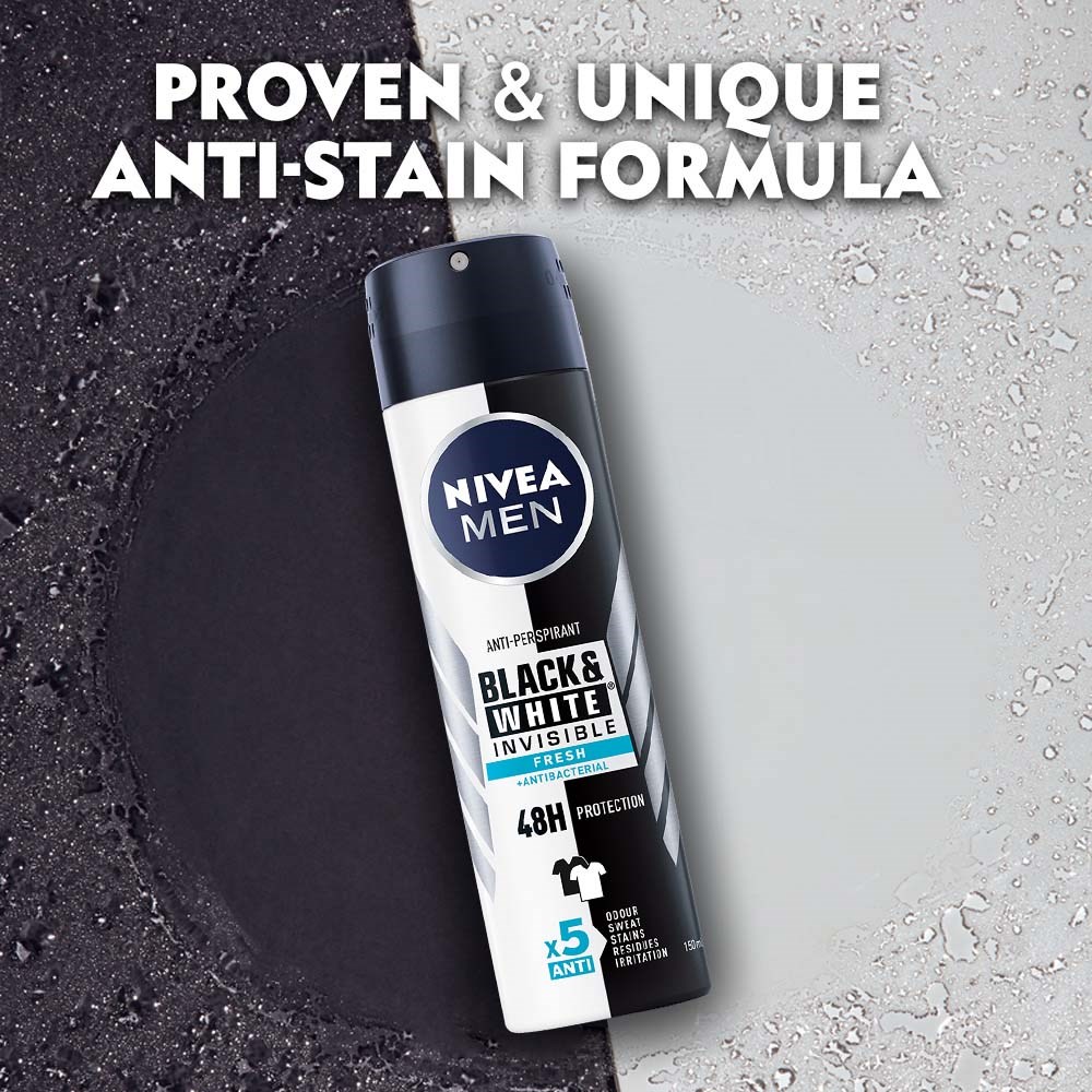 NIVEA MEN Antiperspirant Deo Black & White Fresh Spray 150 ml (obrázok 5)