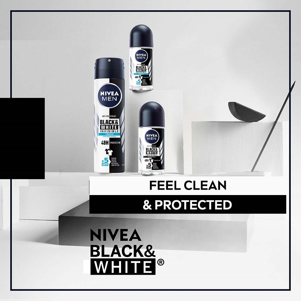 NIVEA MEN Antiperspirant Deo Black & White Fresh Spray 150 ml (obrázok 6)