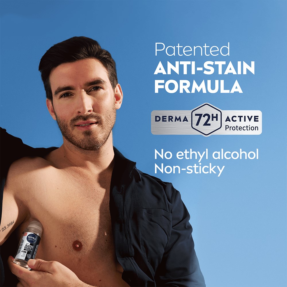 NIVEA MEN Antiperspirant Deo Black & White Original Roll on 50 ml (obrázok 4)