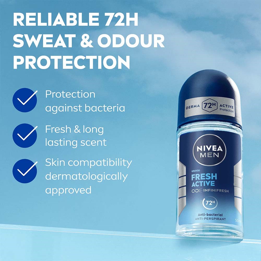 Alternativ bild 1 för NIVEA MEN Fresh Active Roll-On Deodorant - 50 ml