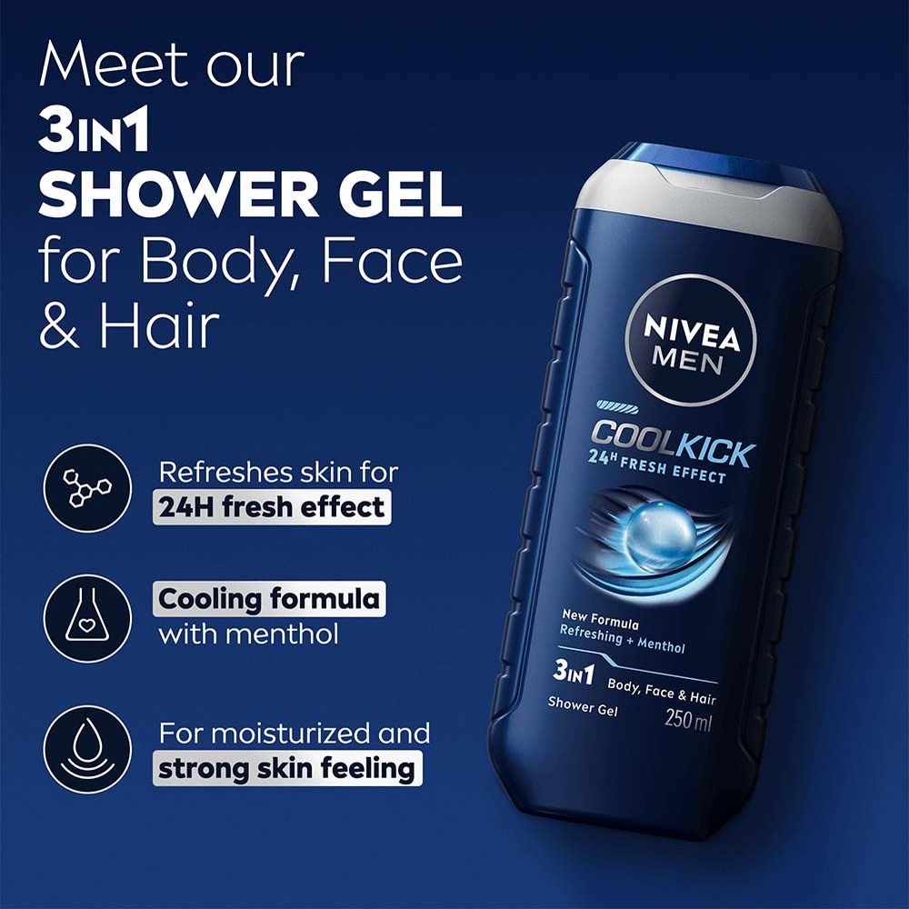 Alternativ bild 1 för NIVEA MEN Shower Cool Kick - 250 ml