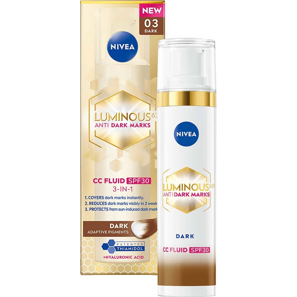 NIVEA Luminous630 Anti Dark-Spot CC Fluid 3-in-1 SPF30 Dark billede