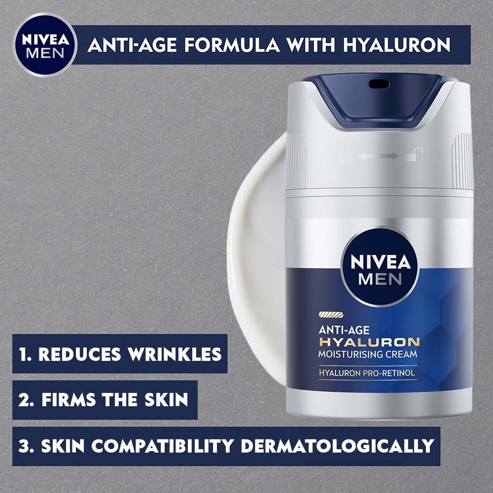 Мужской крем для лица Nivea Men Anti Age Hyaluron против морщин, с гиалуроновой кислотой, SPF 15, 50 мл — фото 3