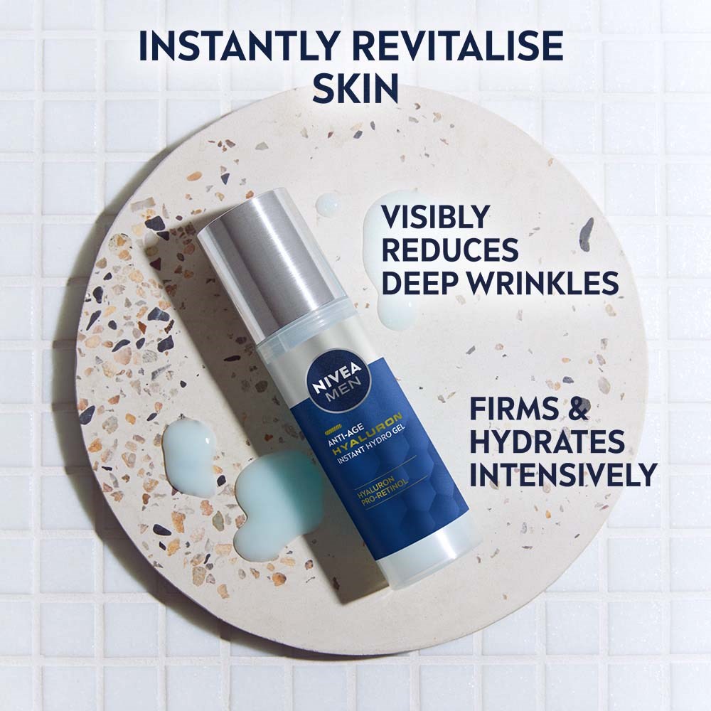 Мужской гель для лица Nivea Men Anti Age Hyaluron против морщин, увлажняющий, 50 мл — фото 3