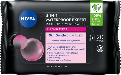 Nivean 20 vesikeluvat meikkikattogeelit, sopii kaikille ihotyypeille, sisältää ihonhoitoaineita.