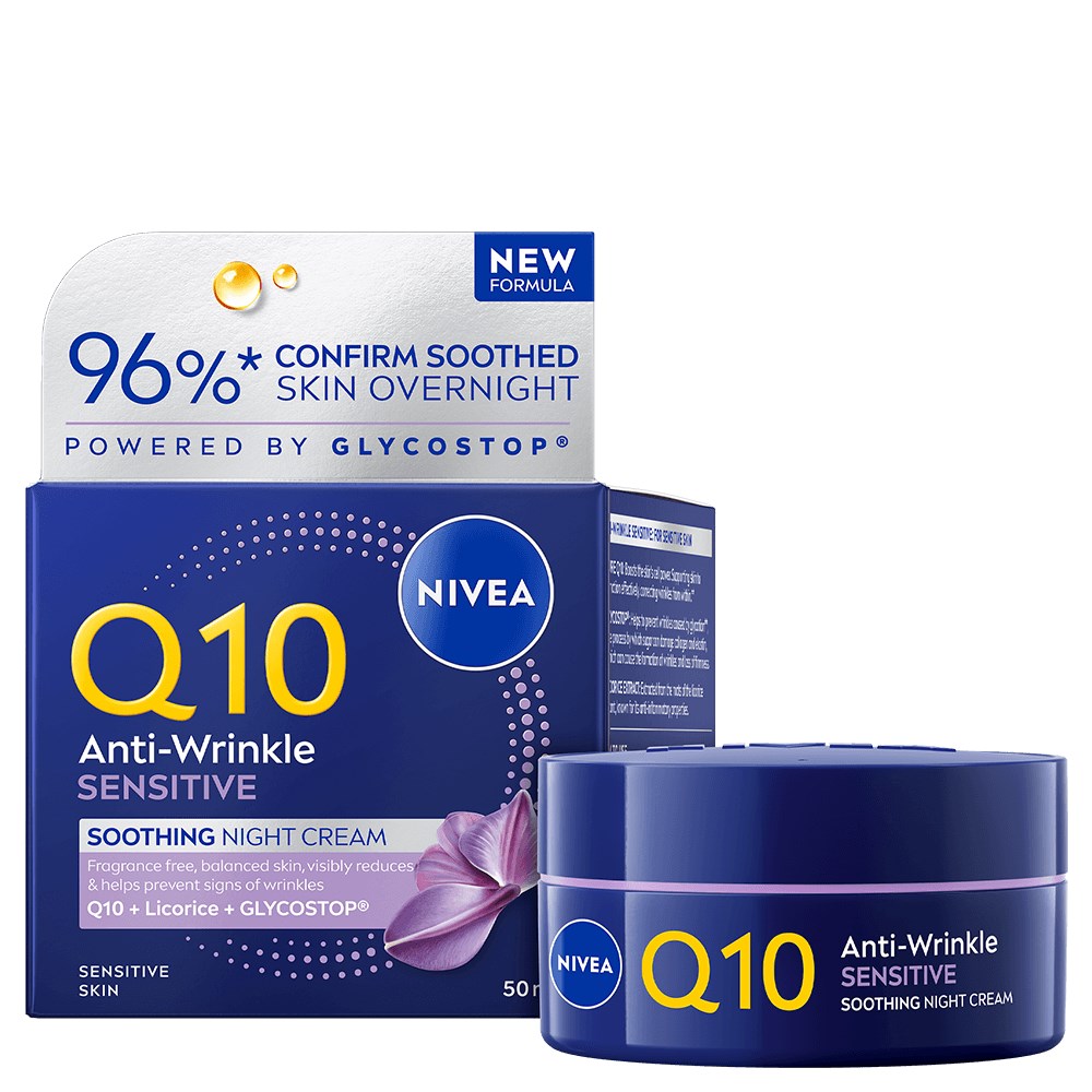 NIVEA Q10 Anti-Wrinkle Sensitive Perfume Free Night Cream 50 ml billede