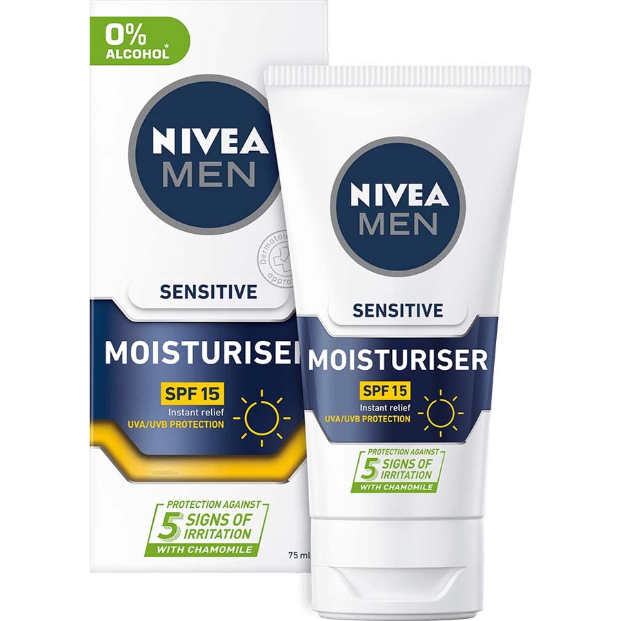 Alternativ bild 1 för NIVEA MEN Ansiktskräm Sensitive Moisturiser SPF15 75 ml