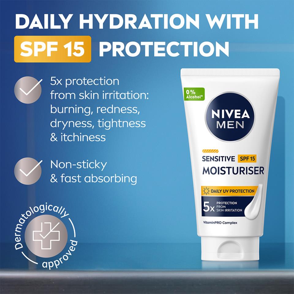 NIVEA MEN Sensitive Face Cream SPF 15 75 ml | lyko.com