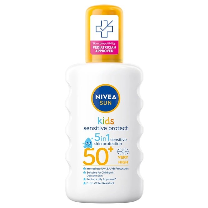 NIVEA SUN Kids Sensitive Protect & Play Sun Spray SPF 50+ 200 ml billede