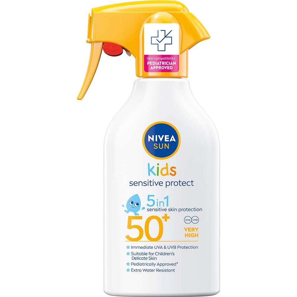 NIVEA SUN Kids Sensitive Protect & Play Sun Trigger Spray SPF 50+ billede