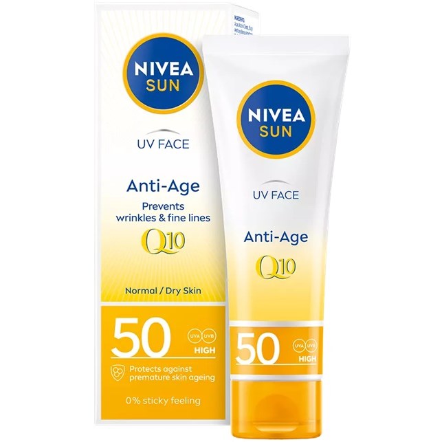 NIVEA SUN UV Face Anti Age Q10 Cream SPF 50 50 ml billede