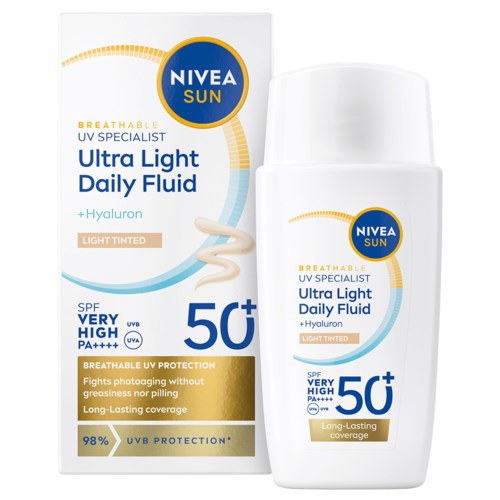 NIVEA SUN UV Face Specialist Ultra Light Daily Fluid, Light Tinted SPF 50+ 40 ml