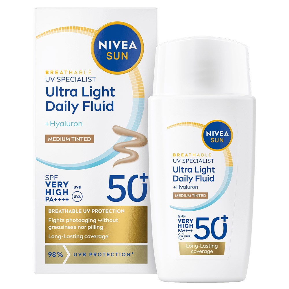 NIVEA SUN UV Face Specialist Ultra Light Daily Fluid, Medium Tint