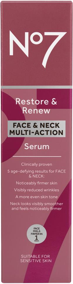 No7 Restore & Renew Multi Action Face & Neck Serum 30 ml