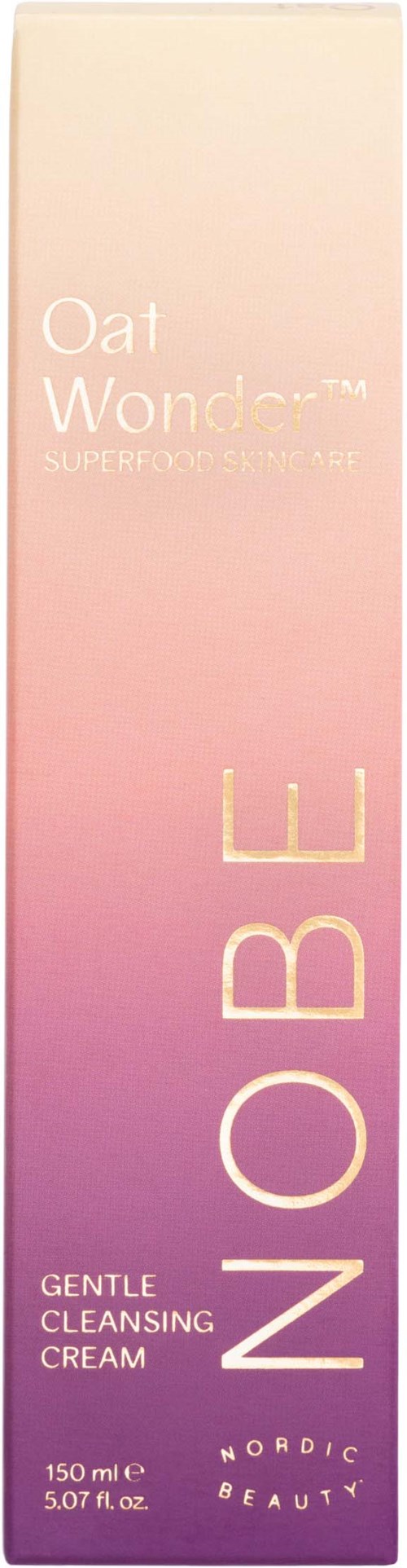 En lang, rosa til lilla gradientboks med Oat Wonder Gentle Cleansing Cream av Nordic Beauty.