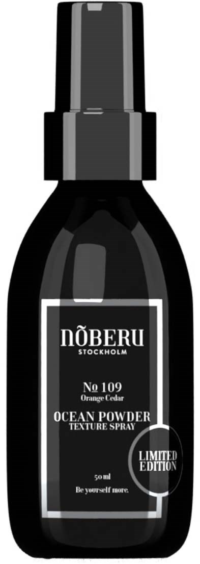 En svart sprayflaska märkt Noberu, Ocean Powder doft, begränsad upplaga, 50 ml, med sprayhuvud.