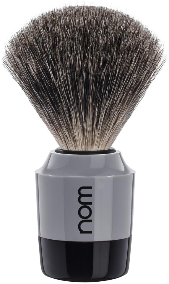 NOM MARTEN Shaving Brush Pure Badger Black Grey