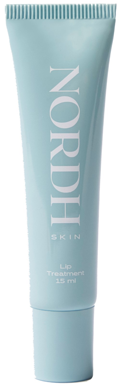 Lyseblå tube med Nordh Skin Line- behandling, hvit tekst og skrulokk.