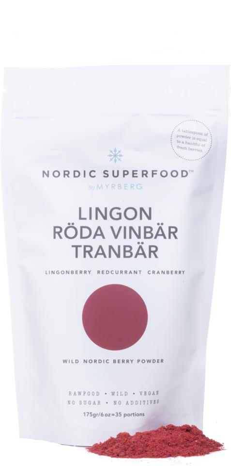 Nordic Superfood Red - lingon, röda vinbär, tranbär 175 g