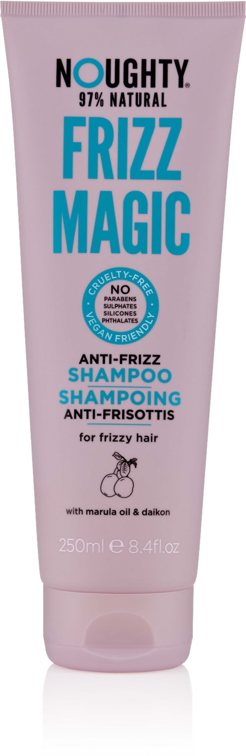 Noughty Frizz Magic sjampo, 97% naturlig, hjelper med griset hår med marulaolje og daikon. 250ml.