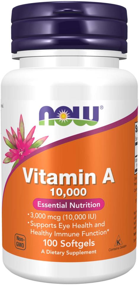NOW A-Vitamin 10 000Iu 100 Sgels