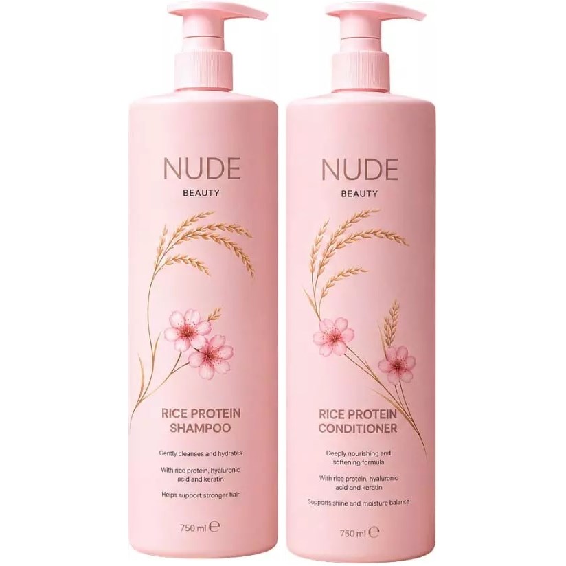 Nude Beauty Bundle Rice Protein Shampoo 750 ml & Conditioner 750 ml