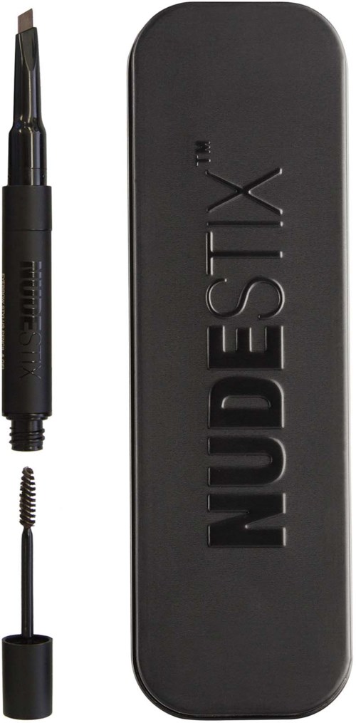 Musta eye-liner-kynä, jossa kiertomekanismi ja irrotettava kansi, jossa on NUDESIX-merkki.