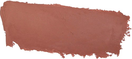 Ein breiter, unregelmäßiger Farbfleck in bräunlich-rot auf weißem Hintergrund.