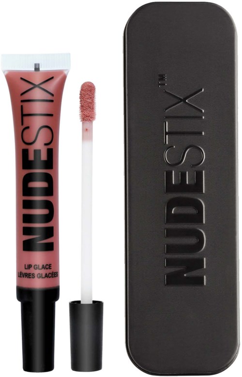 Lippen Gloss in einer Tube mit Applikator und einer schwarzen Hülle mit eingeprägtem NUDESTIX.