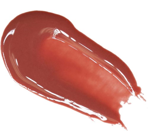 Ein roter, glänzender, tränenförmiger Fleck auf weißem Hintergrund, sieht aus wie Lack- oder Farbenfleck.