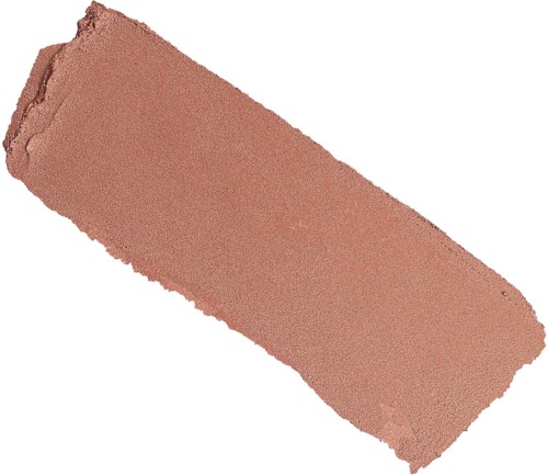 Ein rechteckiger, pinkbrauner Make-up-Pinsel mit leicht rauer Textur und ungleichmäßigen Kanten.