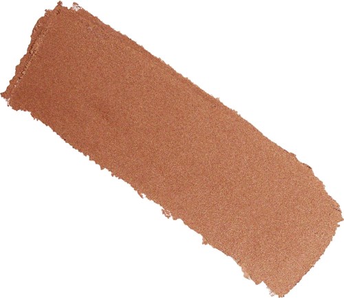 Ein brauner rechteckiger Make-up-Deckel mit Rouge darin, isoliert vor weißem Hintergrund.