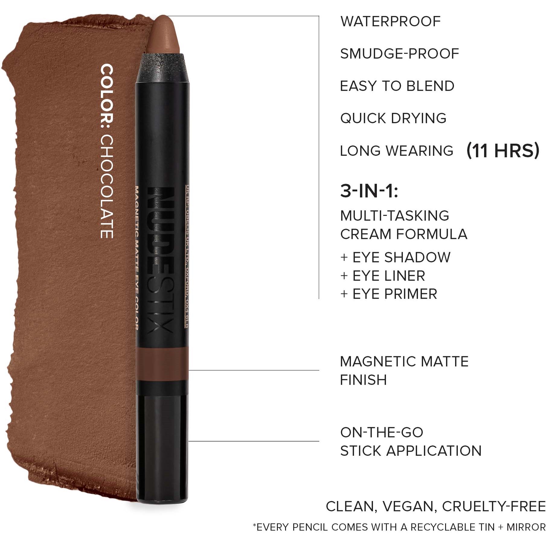 Nudestix Magnetic Matte Eye Color Chocolate (obrázok 5)