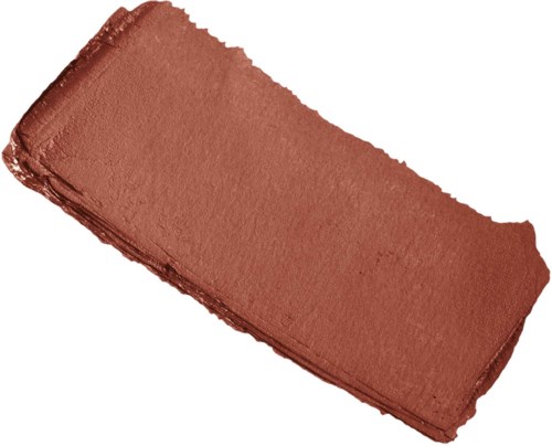 Ein rechteckiger Make-up-Schwamm in hellbraun mit leicht texturierter Oberfläche.
