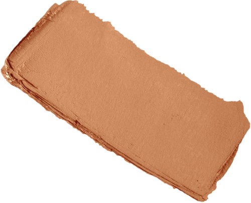 Ein rechteckiger Block aus hellbraunem Make-up oder Ton mit groben, unregelmäßigen Kanten.