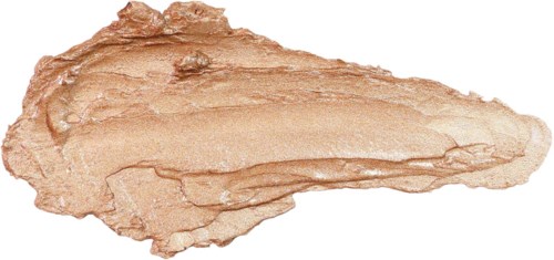 Beige, kermaista ainetta levitetään epäsymmetrisesti, mahdollisesti meikkiä tai voidetta, valkoisella taustalla.