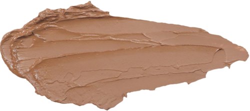 Ein Streifen brauner Make-up oder Foundation auf weißem Hintergrund.