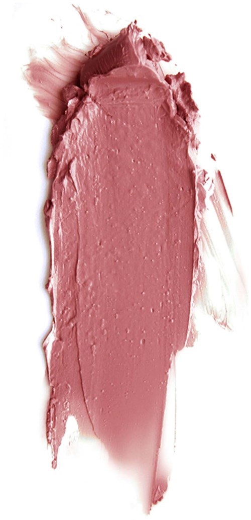 Ett streck av rosa läppstift eller makeupprodukt på en vit yta.