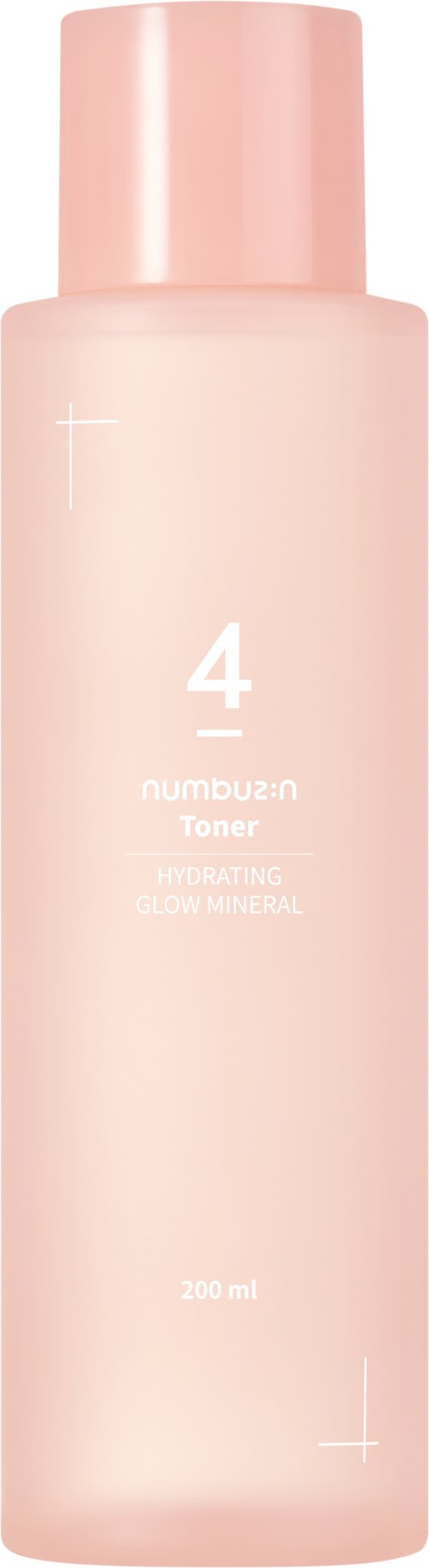 En rosa hudtonerflaske merket '4'. Den er 200 ml og brukes til glødende hud med mineraler.