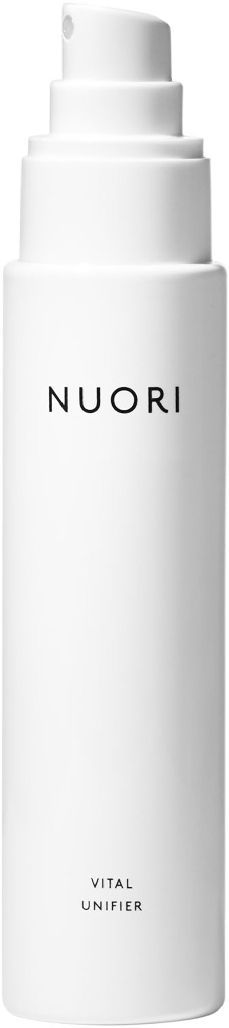 White bottle with a pump labeled 'NUORI VITAL UNIFIER'.