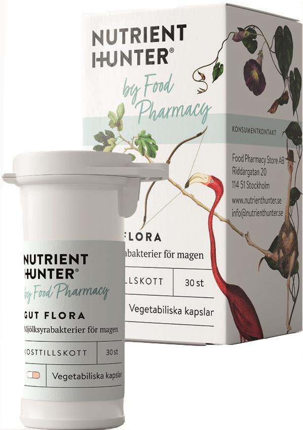 Nutrient Hunter by Food Pharmacy Gut Flora - Mælkesyrebakterier til maven 30 stk.