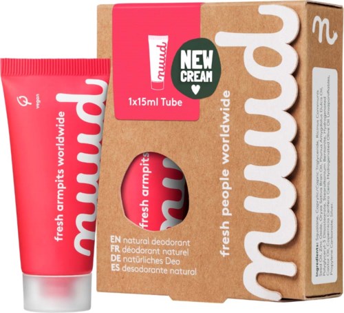 A tube of fresh armpit deodorant next to a box with similar labeling and a circular window showing the tube.