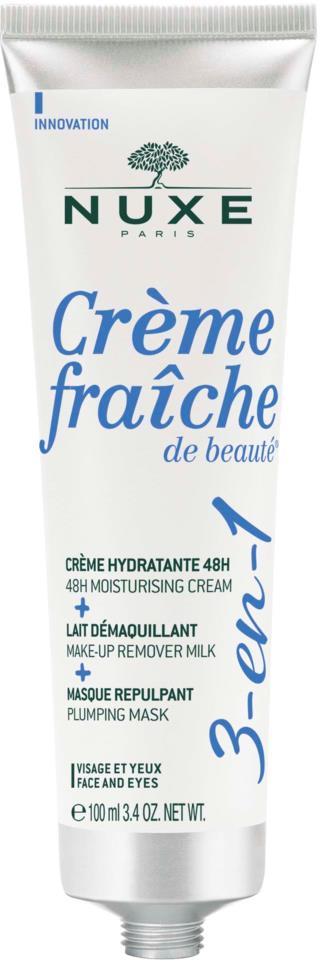 NUXE Crème fraîche de beauté 3-in-1 48H Moisturising Cream, Make-Up Remover Milk, Plumping Mask 100 ml