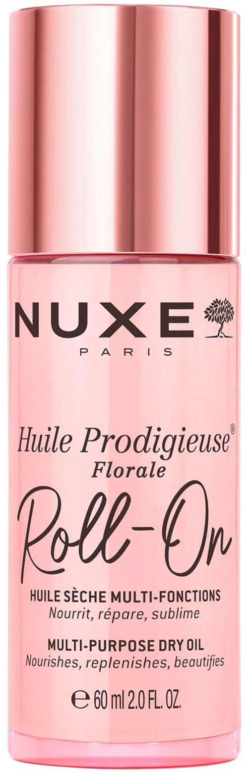 Pink flaska från NUXE floral roll-on torrolja, 60 ml, för långt jord och skönhet.