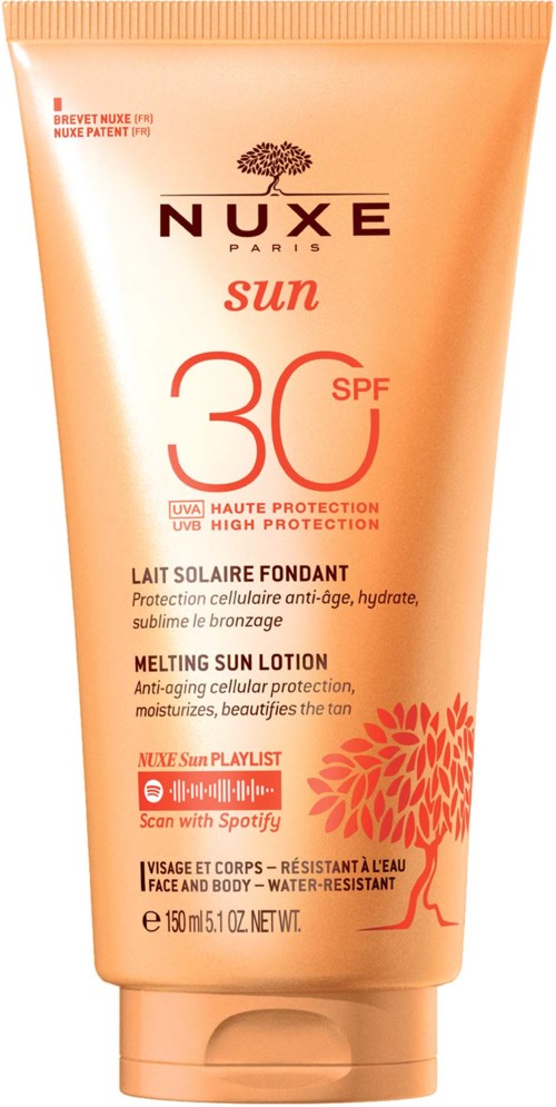 Solskyddscream med SPF 30, för ansikte och kropp, för att återfukta och skydda huden mot UV-strålar.