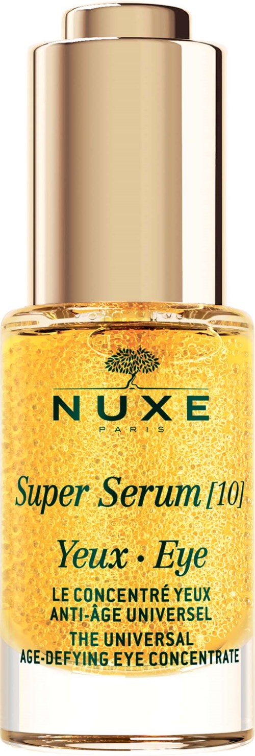 En flaska NUXE Super Serum Eye för att reducera ålderstecken runt ögonen.