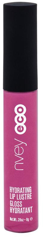 Läppglans i rosa färg med svart lock märkt 'nyely' och 'Hydrating Lip Lustre'.
