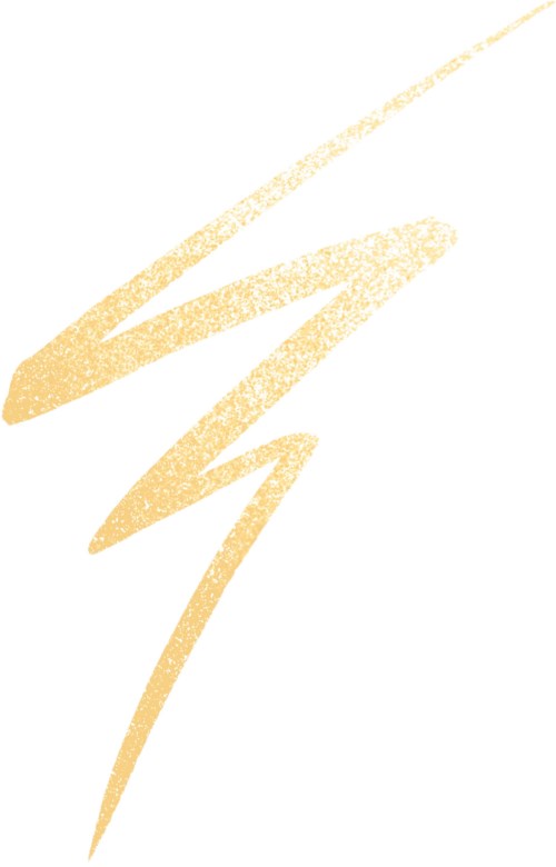 Ein goldener Blitz-Design auf weißem Hintergrund.