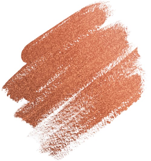 En beige-orange makeup- eller kosmetikborstslag på vit bakgrund.